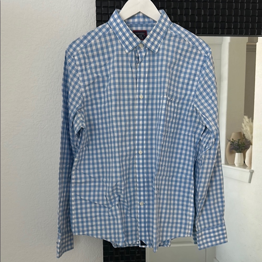 UNTUCKit Blue and White Gingham Casual Button Down Shirt